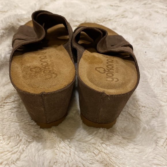 YOKONO NWOB made in Spain leather cork wedge sock slides on size 9 - Picture 6 of 12